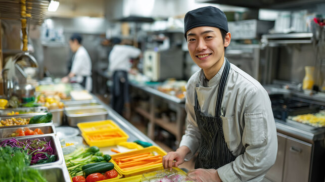 野菜のカットやソースの仕込みを黙々と行う洋食店スタッフ、段取りよく整えるプロの厨房仕事