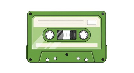 Retro green cassette tape illustration