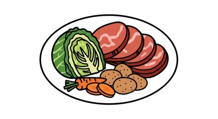 Illustration of a hearty dinner plate.