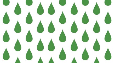 Pattern of green raindrops on white backdrop.