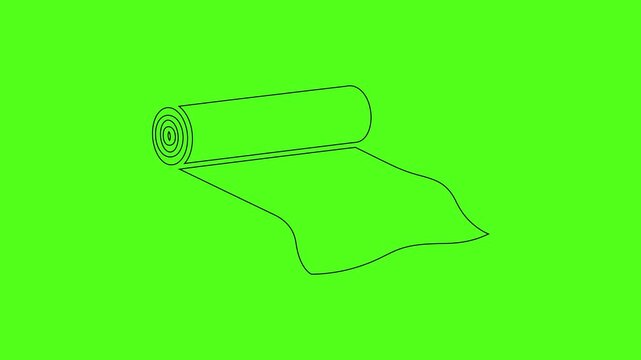 Textile fabric bolt line icon animation on green screen background tailor supply vector