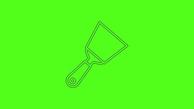 Putty knife scraper line icon animation on green screen background construction tool