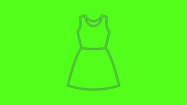 Sleeveless summer dress line icon animation on green screen background fashion vector
