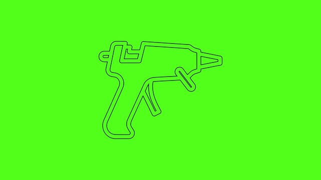 Hot glue gun line icon animation on green screen background craft tool vector