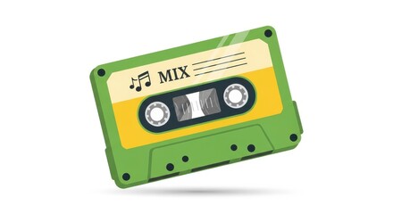 Obraz premium Retro green and yellow mixtape cassette illustration
