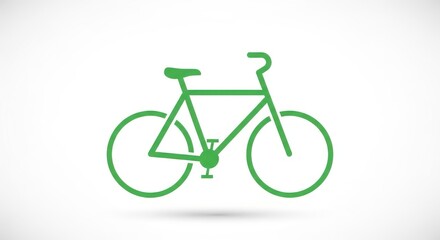 Fototapeta premium Minimalistic green bicycle icon on white background.