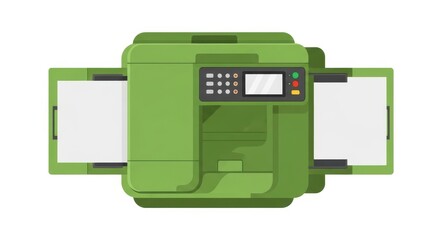Obraz premium Modern green printer with dual paper trays.