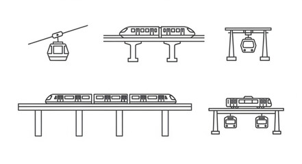 Various modes of transportation depicted in a simple line art style. © Chanyan