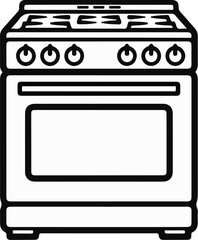 Obraz premium Black and white line drawing of a freestanding kitchen stove with an oven