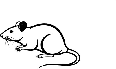 Obraz premium Black and white line drawing of a rodent, viewed from the side, on a white background