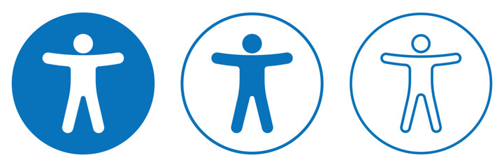 Accessibility icon blue line and solid. Comprehensive set of accessibility icon. Accessibility figure icons. Symbolizes accessibility for people with disabilities. © Shekhar438