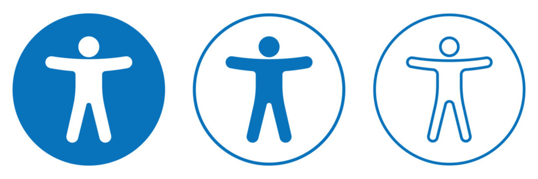 Accessibility icon blue line and solid. Comprehensive set of accessibility icon. Accessibility figure icons. Symbolizes accessibility for people with disabilities.