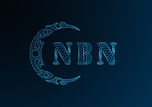 Low poly letter logo NBN design. NBN letter logo low poly vector design on blue color gradient background. NBN logo low poly design