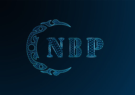 Low poly letter logo NBP design. NBP letter logo low poly vector design on blue color gradient background. NBP logo low poly design