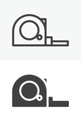 Tape measure icon set in line and solid style. Outline and solid tape measure icon with editable stroke vector sign and symbol for measurement and tailoring.