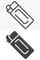 Gas lighter icon set in line and solid style. Outline and solid gas lighter icon with editable stroke vector sign and symbol for flame and ignition.