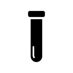 High-quality image of a single black test tube with a matching cap, isolated on a clean white background, ideal for scientific, medical, laboratory, and educational purposes.