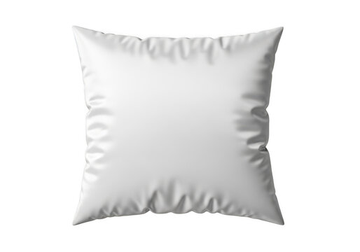 A white square pillow with ruched edges on a plain background.