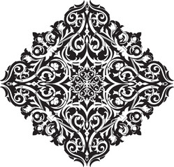 Fototapeta premium Ornate Decorative Floral Diamond Pattern Vector Illustration – Symmetrical Baroque Style Design