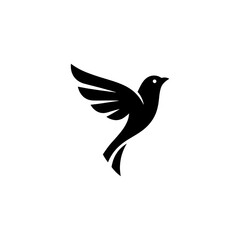 Obraz premium Dynamic minimalist flying bird logo concept, embodying freedom, aspiration, and swift progress, perfect for modern brand identity design and elegant visual communication