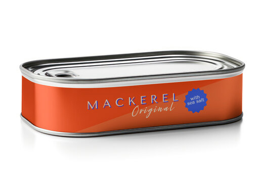 Canned Mackerel Mockup With Sea Salt PSD