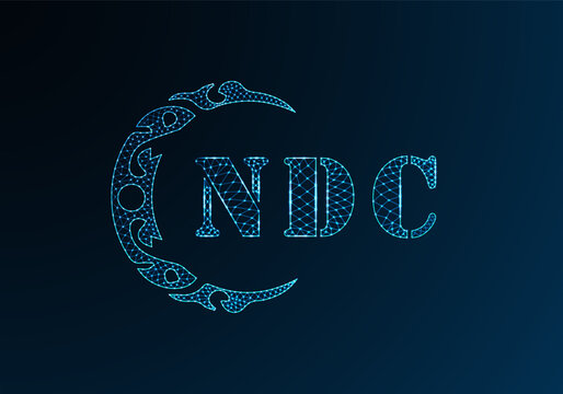 Low poly letter logo NDC design. NDC letter logo low poly vector design on blue color gradient background. NDC logo low poly design