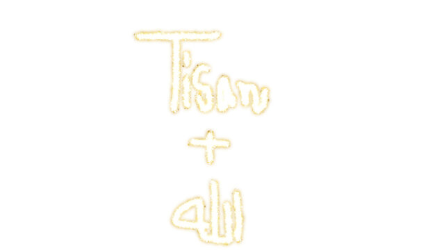 PNG image of&nbsp;Glowing Arabic calligraphy text representing 'Tisan plus Allah' written in sparkling yellow light on transparent background