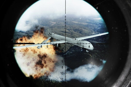 Intercepted drone destroyed by explosion after air defense guidance