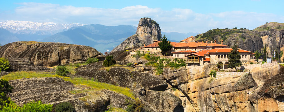 Agios Stefanos St Stefan Monastery on Meteora cliff, Greece