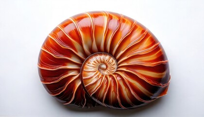 Obraz premium Striking Nautilus Shell with Intricate Spirals and Warm Tones.