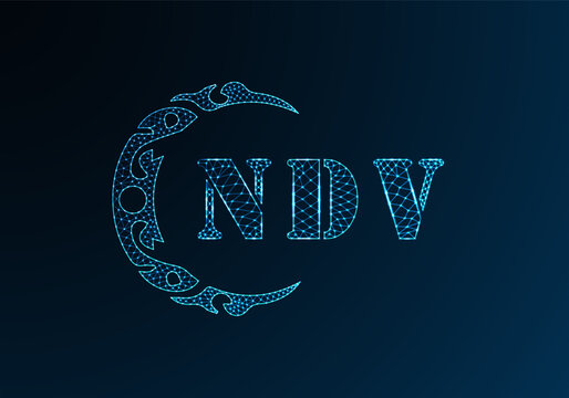 Low poly letter logo NDV design. NDV letter logo low poly vector design on blue color gradient background. NDV logo low poly design