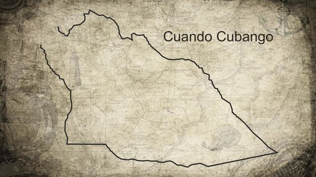 Cuando Cubango Angola map drawn on a cartography background sheet of paper