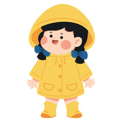 Illustration of a Girl in a Yellow Raincoat.eps