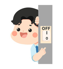 Boy Turning Off Light Switch