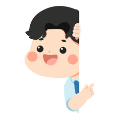 Cartoon Boy Peeking From Corner