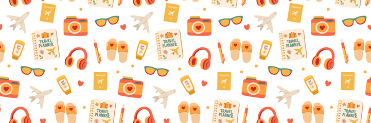 Summer travel seamless pattern.Time to Travel