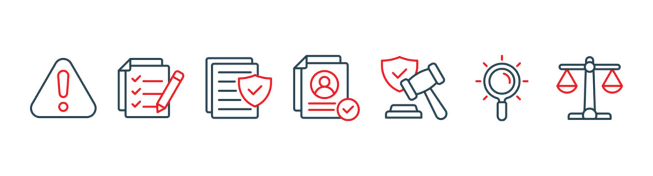 Compliance banner web icon vector illustration concept with icons of rules, standards, policies, requirements, regulations, transparency, and law