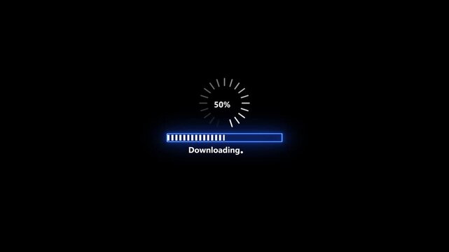 Digital progress indicator bar downloading from 0 to 100 percent seamlessly. UI loading bar animation showing full progress from start to finis 4k video animation .