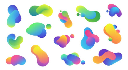 Vibrant colorful gradient blobs on white background for modern design