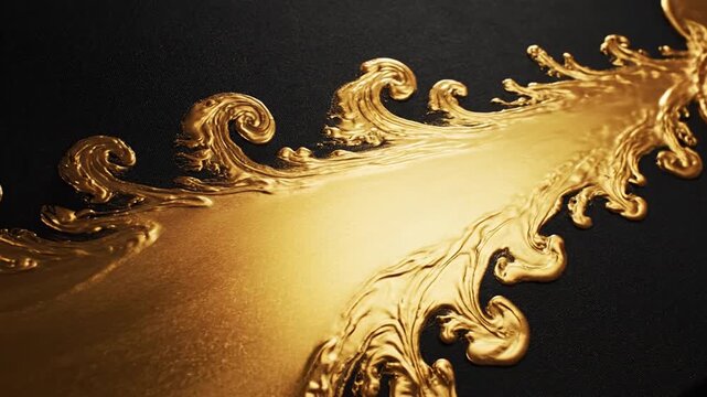 Elegant golden ornate scrollwork and abstract decorative pattern on a rich, dark black background.