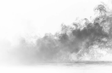 Fototapeta premium Dense smoke drifts across a dark, moody background. Wispy edges blur softly. Ideal overlay for gothic, horror, or cinematic designs.PNG