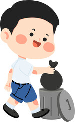 young male placing waste into container promoting cleanliness responsibility and environmental awareness