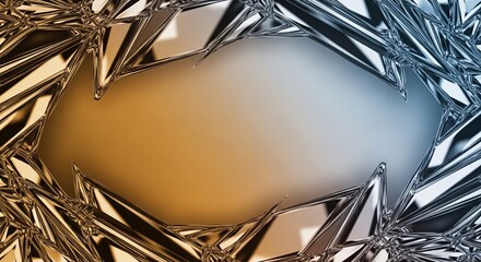 Abstract Frame: An abstract frame of shimmering metallic shards, forming an elegant border around an empty space. This image conveys a sense of modernity and sophistication.