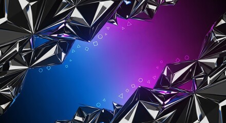 Abstract Geometric Design: A captivating display of abstract shapes and sharp angles against a vibrant gradient background