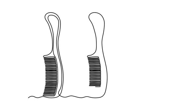 Abstract set of three hairbrush, comb,
brush.Self drawing animation one continuous line draw, logo