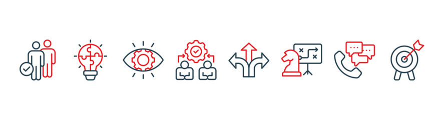 Leadership banner web icon vector illustration concept for team management with an icon of guidance, solution, vision, teamwork, direction, strategy, communication and goal