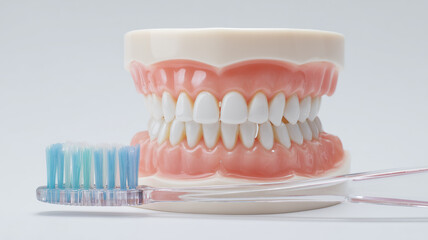 Obraz premium 清潔な歯と歯茎の3Dモデル｜歯科治療・口腔ケアイメージ