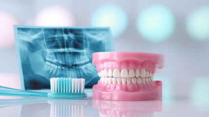 清潔な歯と歯茎の3Dモデル｜歯科治療・口腔ケアイメージ