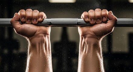 Grip Strength Focus: A close-up view captures the raw intensity and unwavering focus of an individual gripping a weightlifting bar.