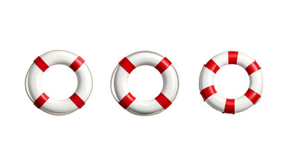A 3D lifebuoy with a safety rope is floating on a background